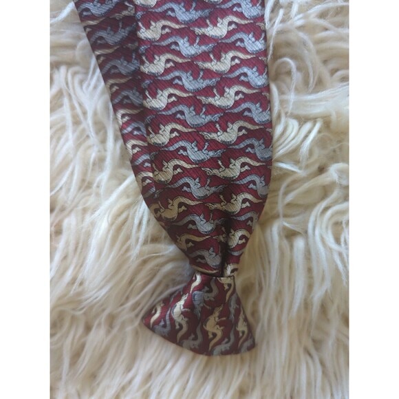 Dockers Boy's OS Short Silk Red Dinosaur Clip On Tie Holiday Church - Picture 3 of 7